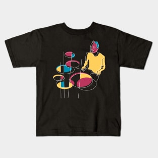 Funny Artistic Style Drummer Kids T-Shirt